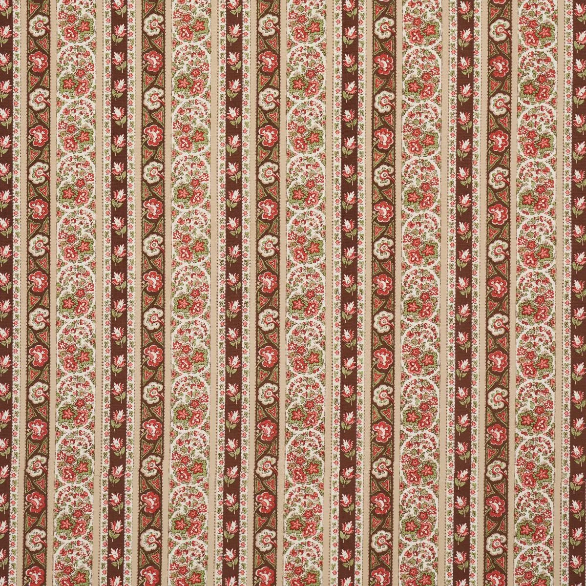 Schumacher 181752 Ines Paisley Rose & Cognac fabric swatch