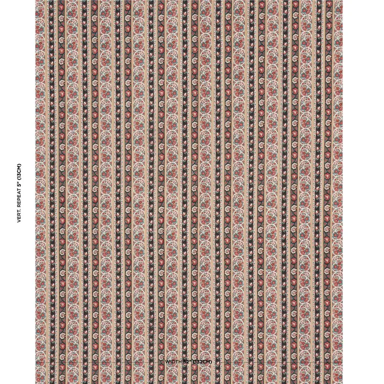 Schumacher 181750 Ines Paisley Rouge & Noir fabric swatch
