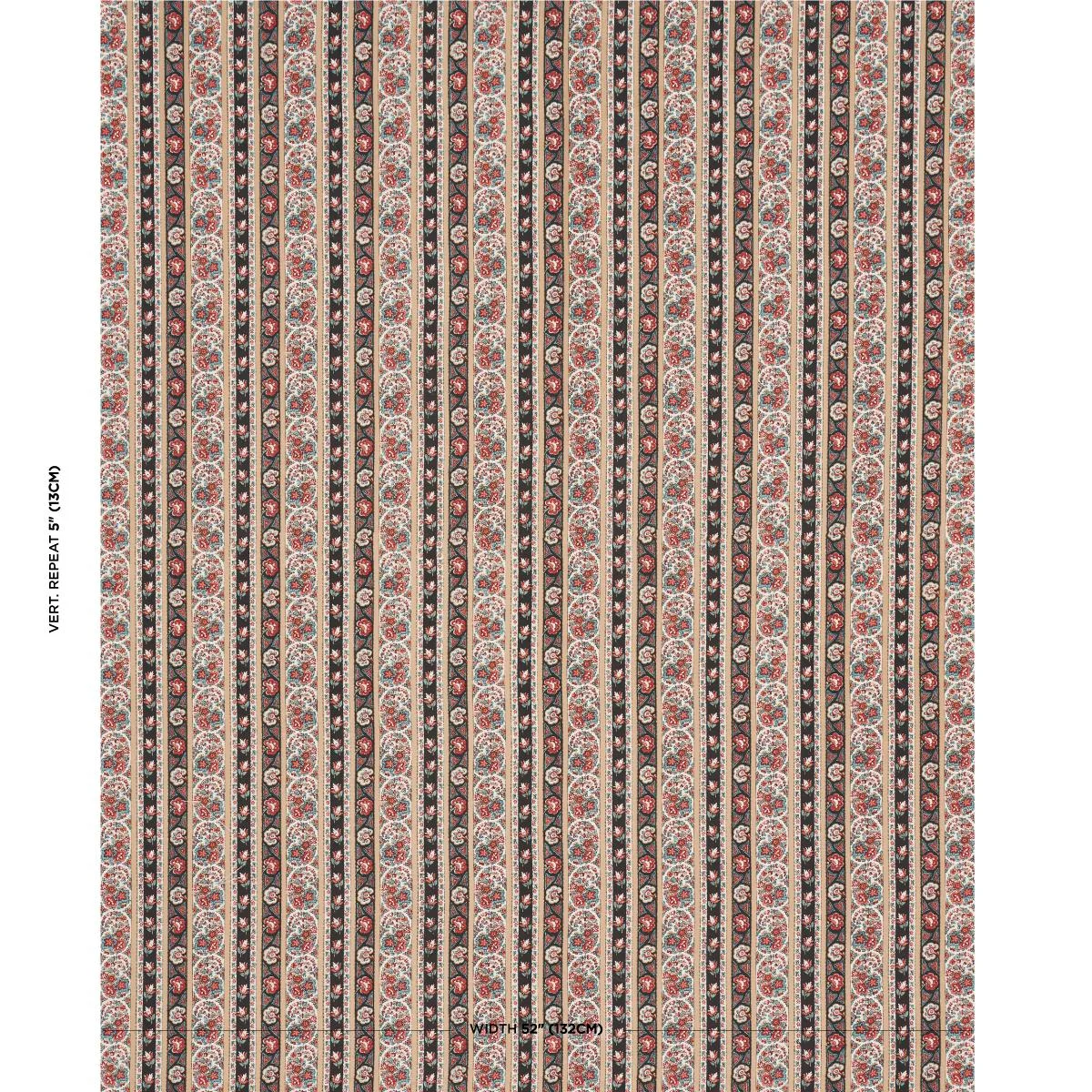 Schumacher 181750 Ines Paisley Rouge & Noir fabric swatch