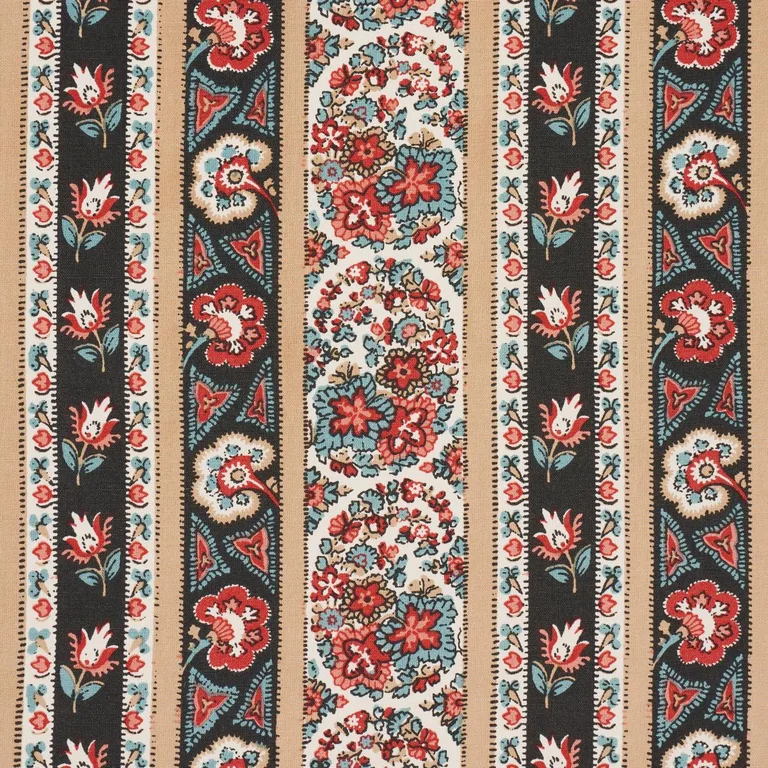 Schumacher 181750 Ines Paisley Rouge & Noir fabric swatch