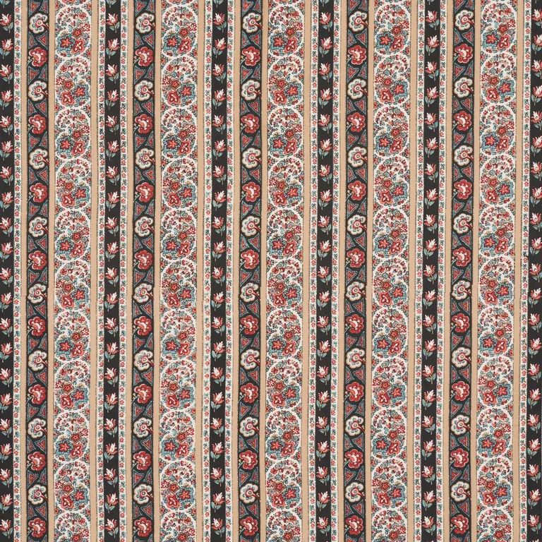 Schumacher 181750 Ines Paisley Rouge & Noir fabric swatch