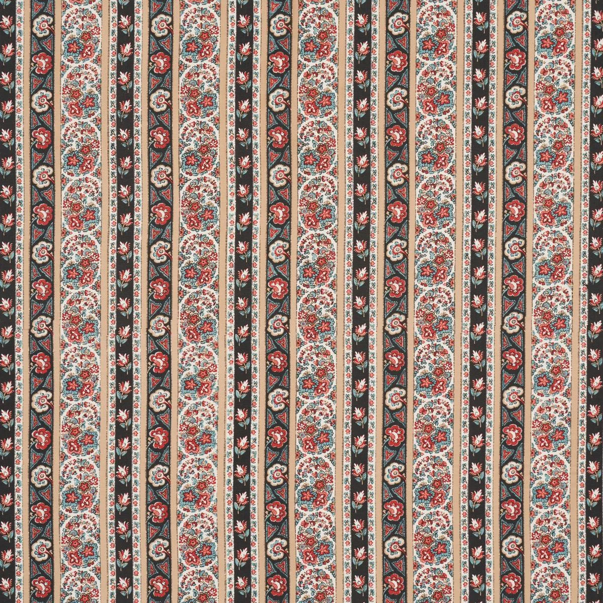 Schumacher 181750 Ines Paisley Rouge & Noir fabric swatch