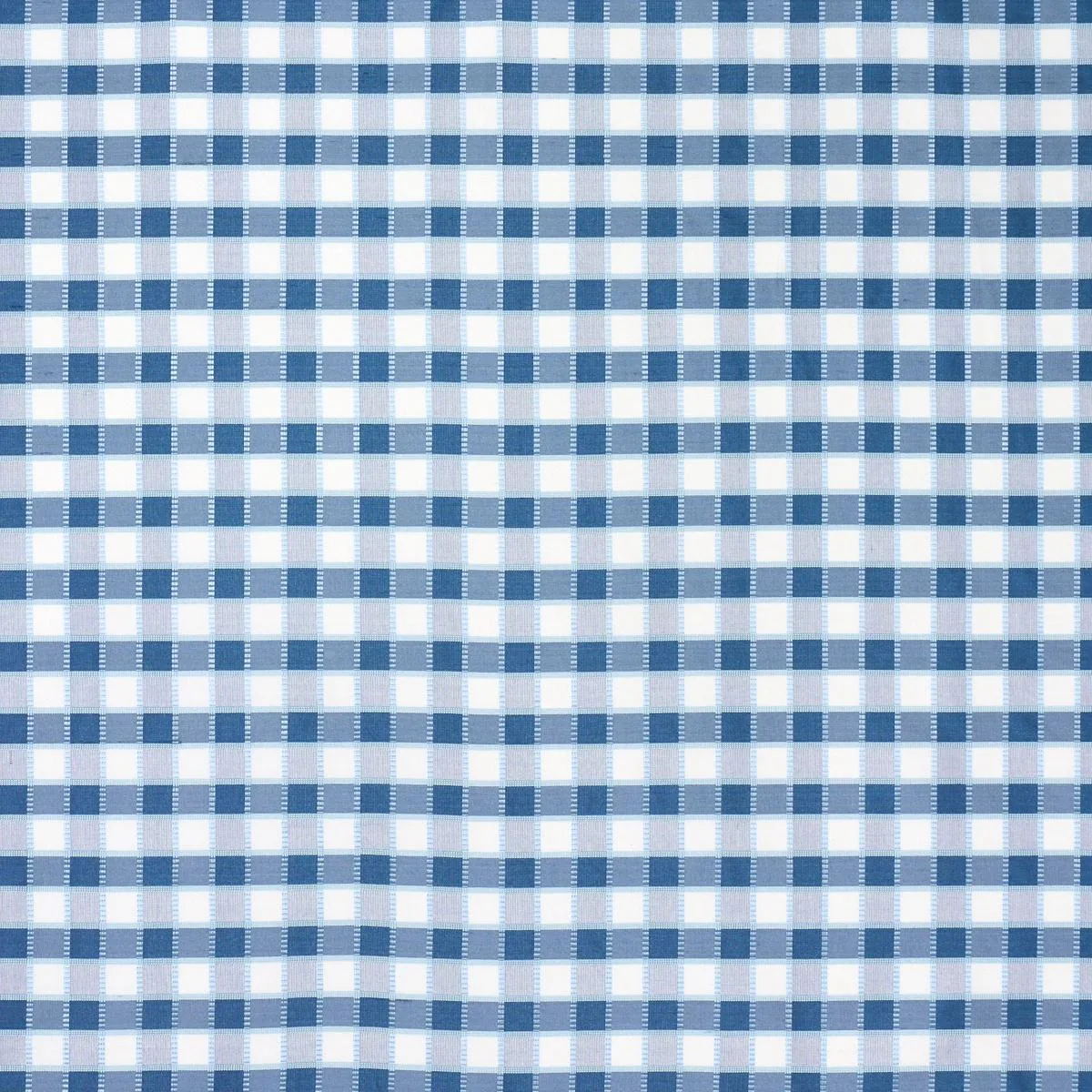 Schumacher 3453004 Ingrid Silk Check Blue fabric swatch