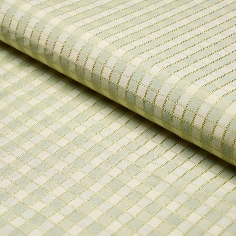 Schumacher 3453003 Ingrid Silk Check Seaspray fabric swatch