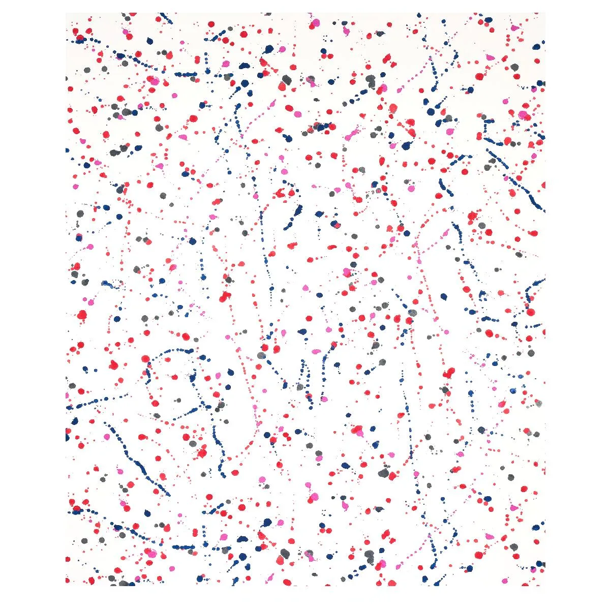 Schumacher 179710 Ink Splash Red & Blue fabric swatch
