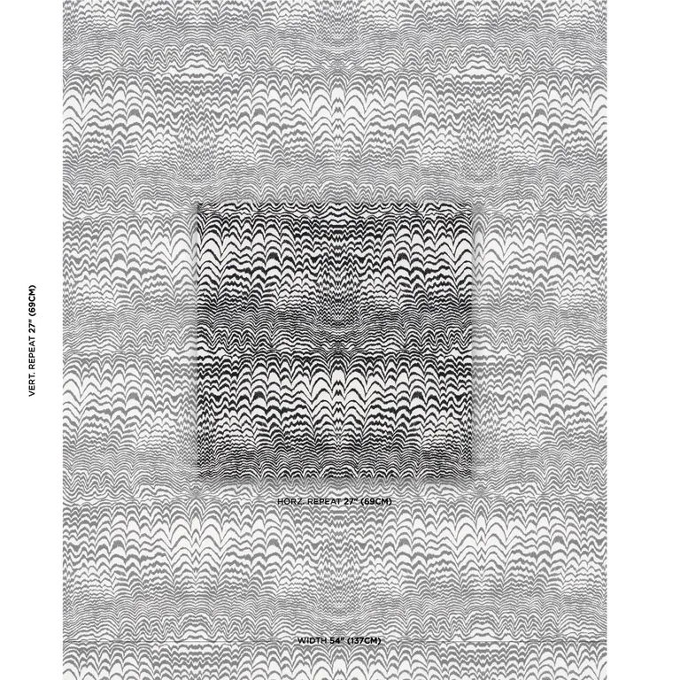 Schumacher 181052 Ink Wave Print Indoor/Outdoor Black fabric swatch