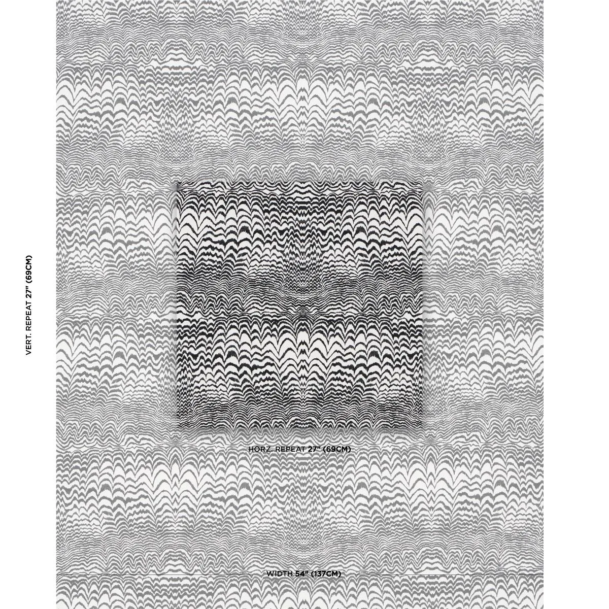 Schumacher 181052 Ink Wave Print Indoor/Outdoor Black fabric swatch