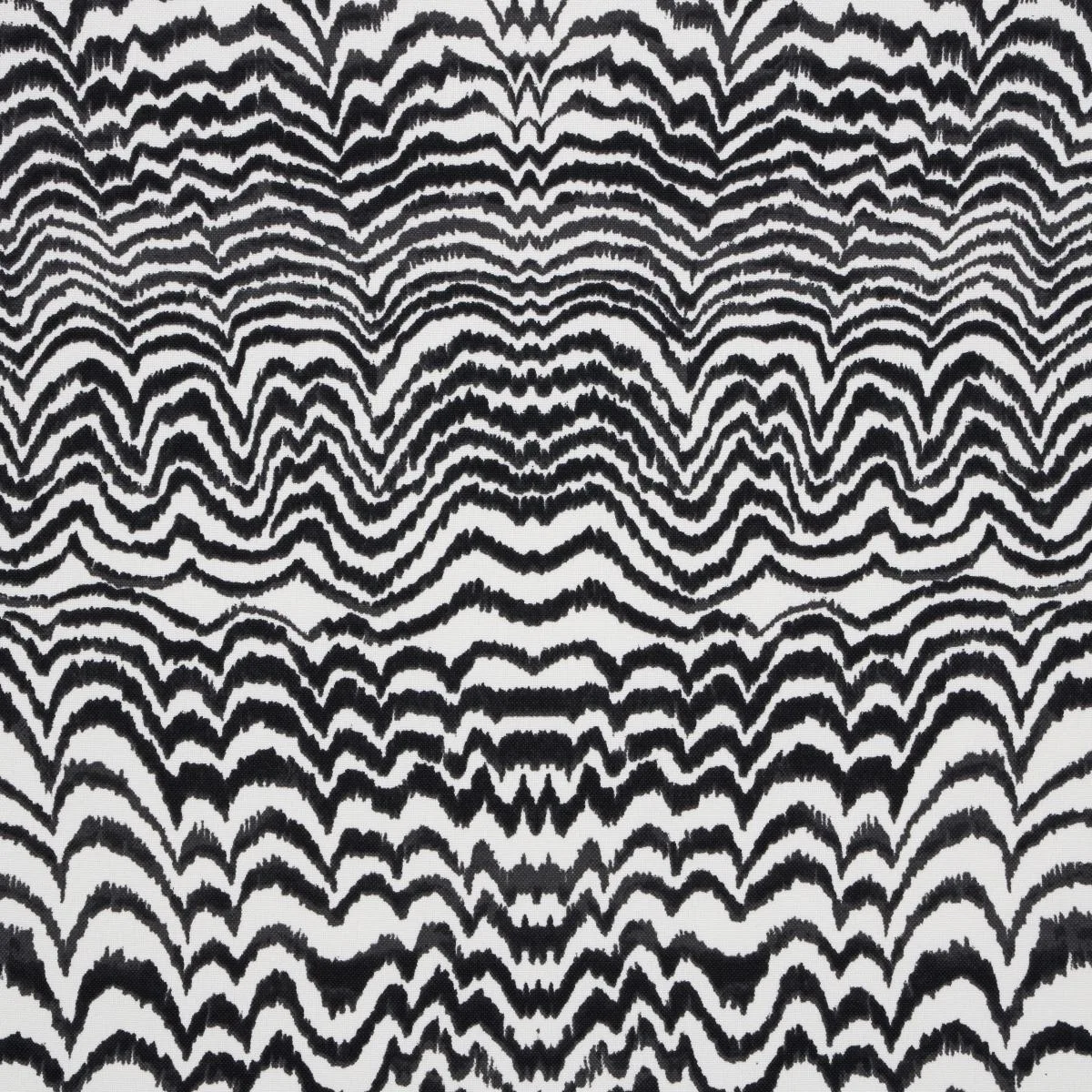 Schumacher 181052 Ink Wave Print Indoor/Outdoor Black fabric swatch