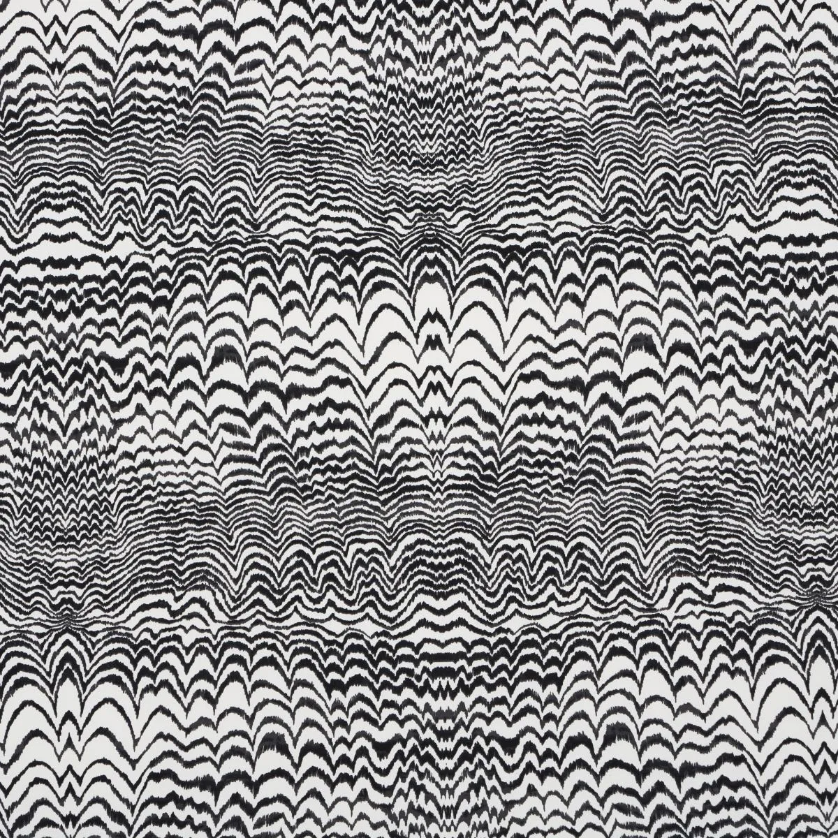 Schumacher 181052 Ink Wave Print Indoor/Outdoor Black fabric swatch