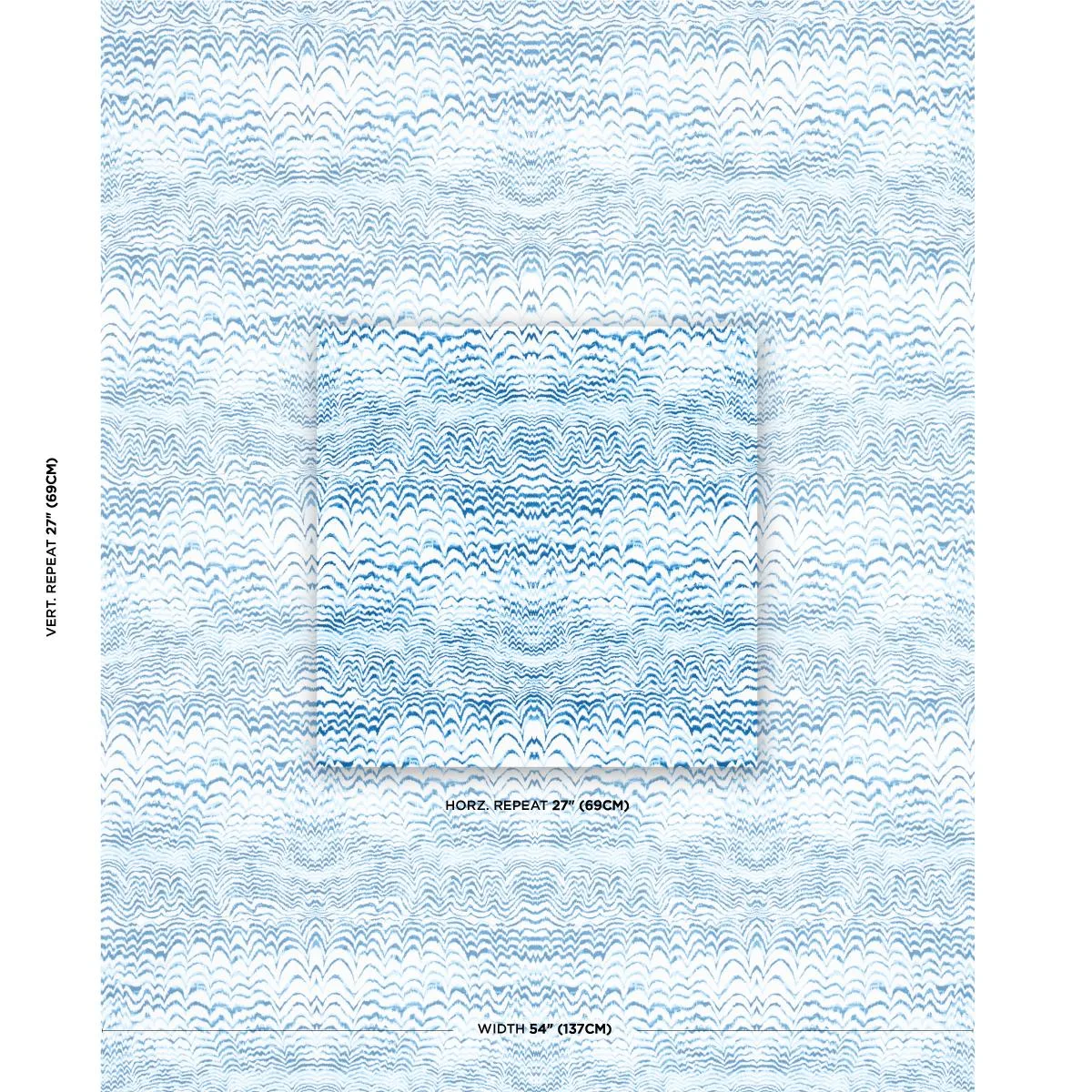 Schumacher 181050 Ink Wave Print Indoor/Outdoor Indigo fabric swatch
