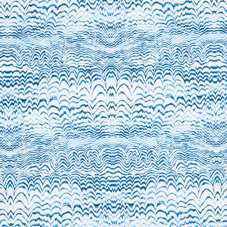 Schumacher 181050 Ink Wave Print Indoor/Outdoor Indigo fabric swatch