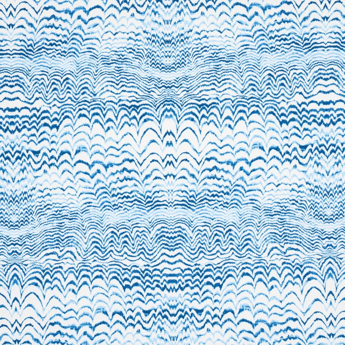 Schumacher 181050 Ink Wave Print Indoor/Outdoor Indigo fabric swatch