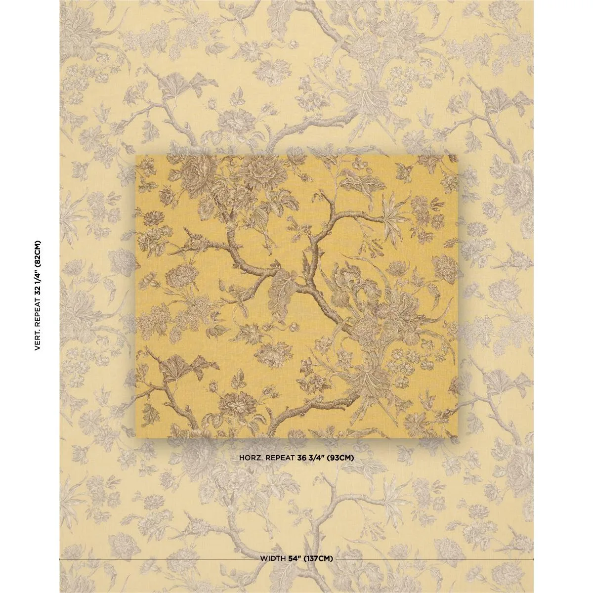 Schumacher 182831 Inverness Garden Buttercup fabric swatch