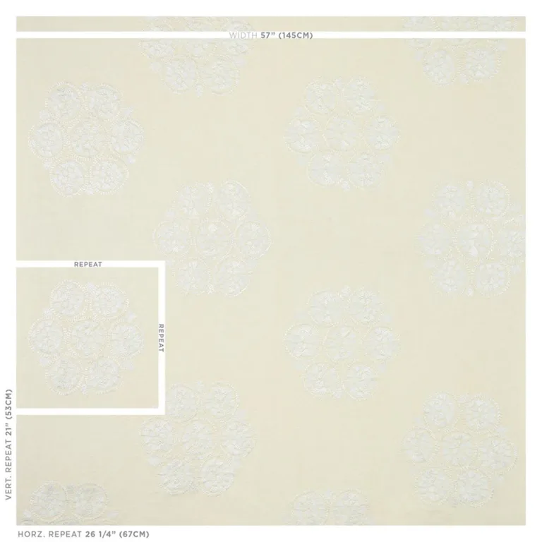Schumacher 77491 Isla Hand Embroidery Ivory fabric swatch