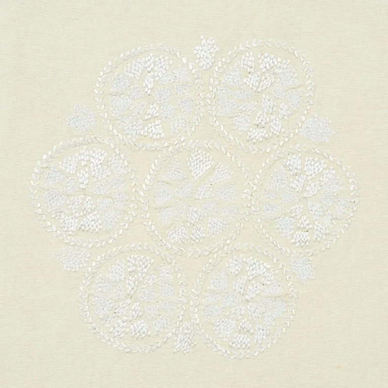 Schumacher 77491 Isla Hand Embroidery Ivory fabric swatch