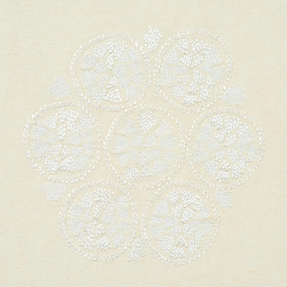 Schumacher 77491 Isla Hand Embroidery Ivory fabric swatch