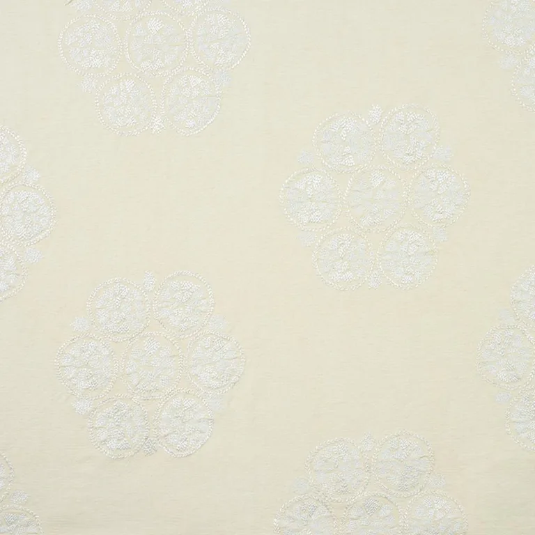 Schumacher 77491 Isla Hand Embroidery Ivory fabric swatch