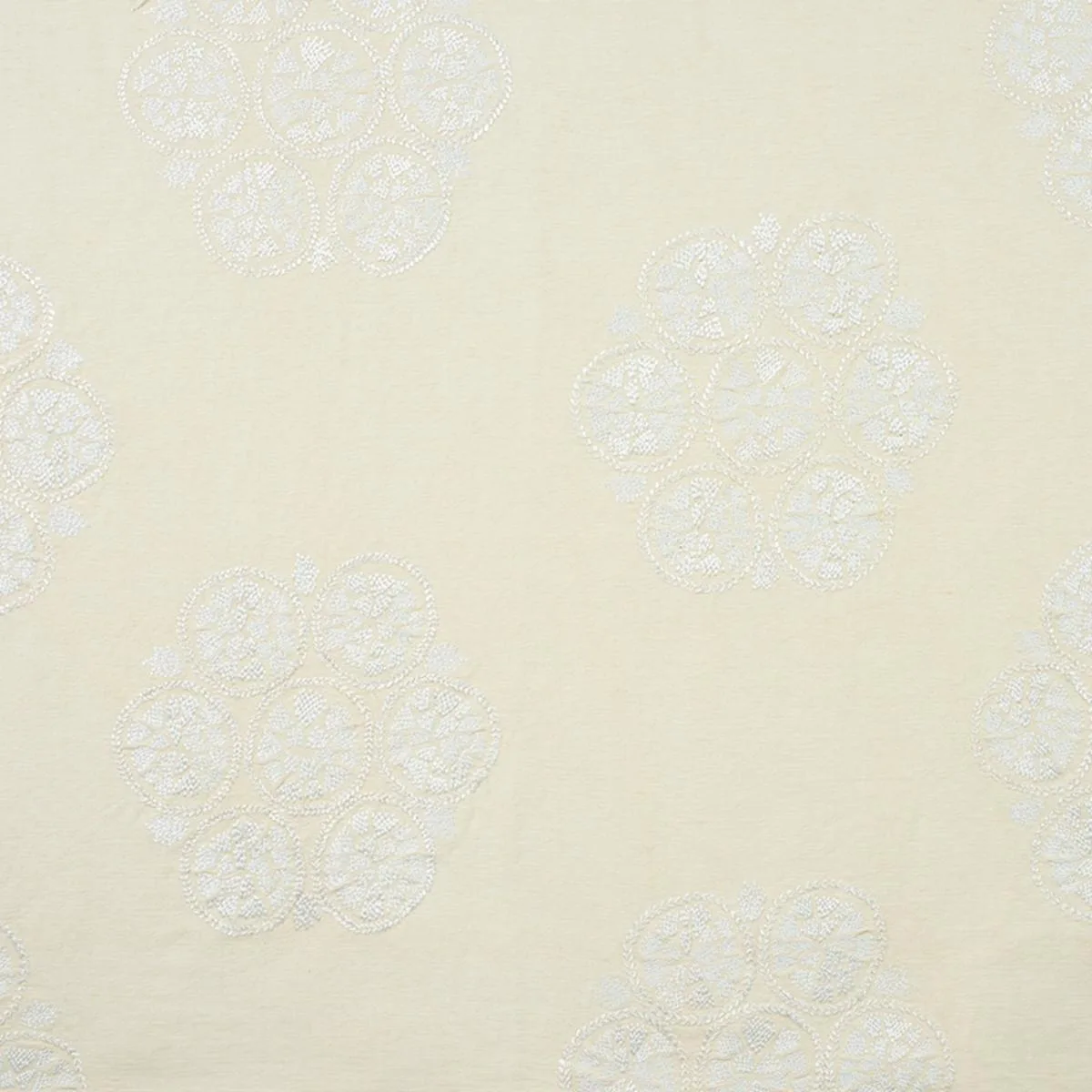 Schumacher 77491 Isla Hand Embroidery Ivory fabric swatch