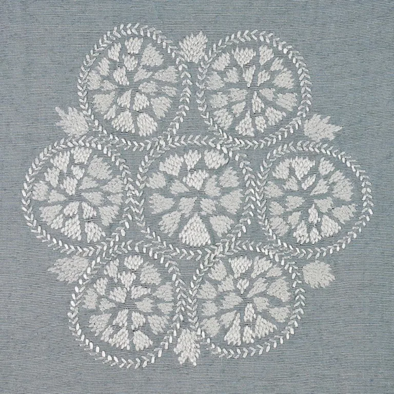 Schumacher 77490 Isla Hand Embroidery Sky fabric swatch
