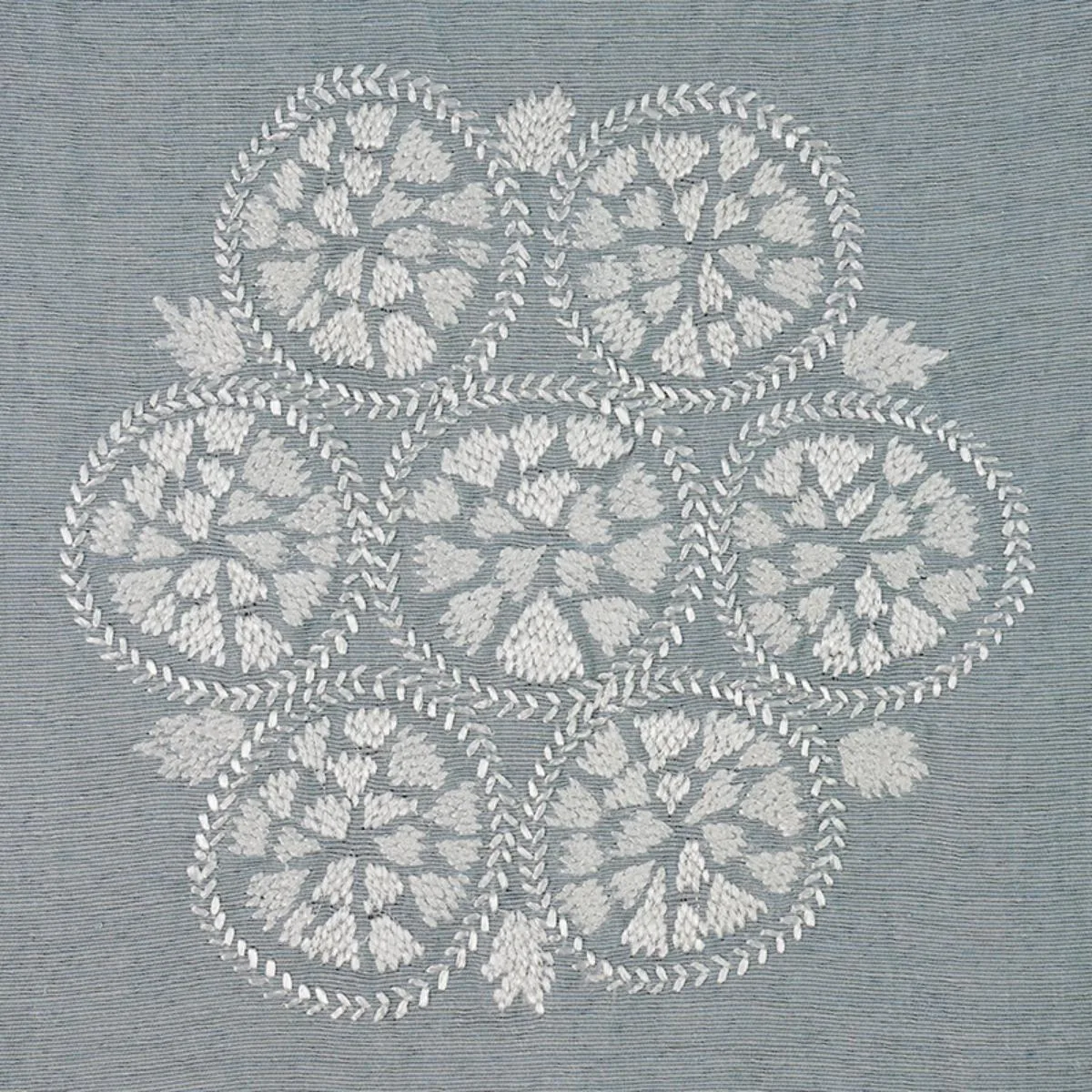 Schumacher 77490 Isla Hand Embroidery Sky fabric swatch