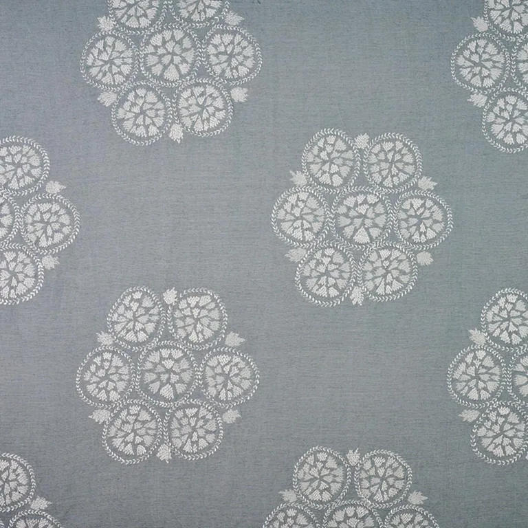 Schumacher 77490 Isla Hand Embroidery Sky fabric swatch