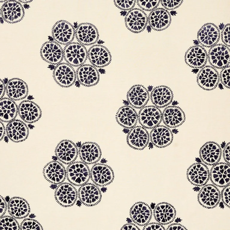 Schumacher 77492 Isla Hand Embroidery Slate fabric swatch