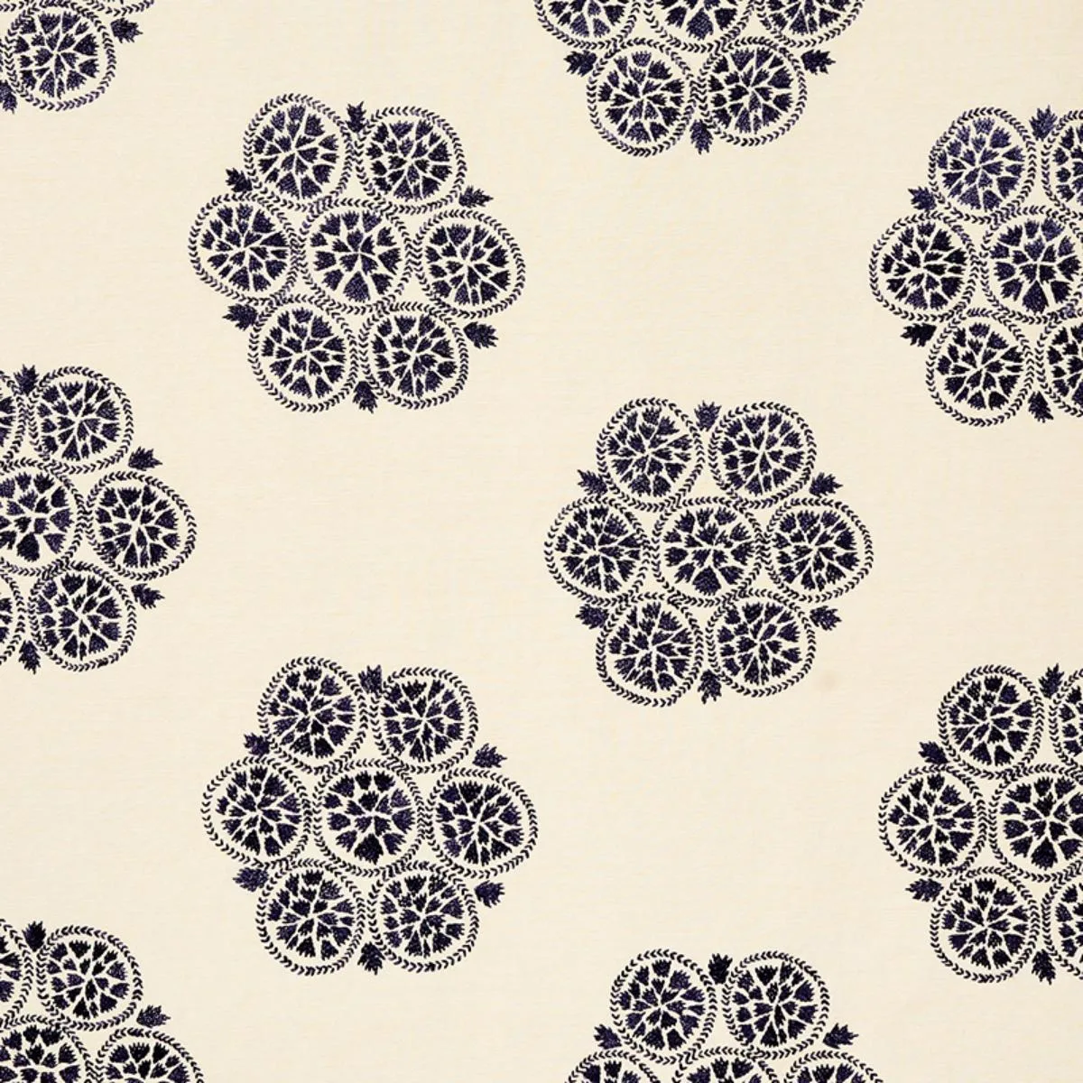 Schumacher 77492 Isla Hand Embroidery Slate fabric swatch