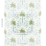 Schumacher 180980 Island Palm Indoor/Outdoor Blue & Green fabric swatch