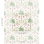 Schumacher 180981 Island Palm Indoor/Outdoor Coral & Green fabric swatch