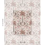 Schumacher 180982 Island Palm Indoor/Outdoor Peach & Brown fabric swatch