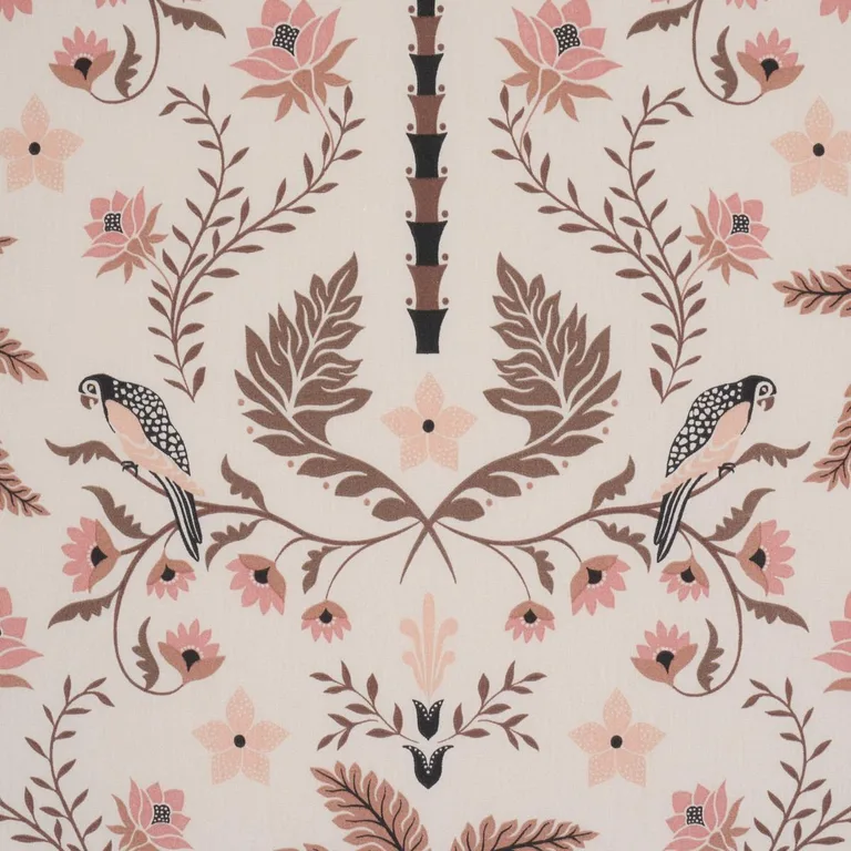 Schumacher 180982 Island Palm Indoor/Outdoor Peach & Brown fabric swatch