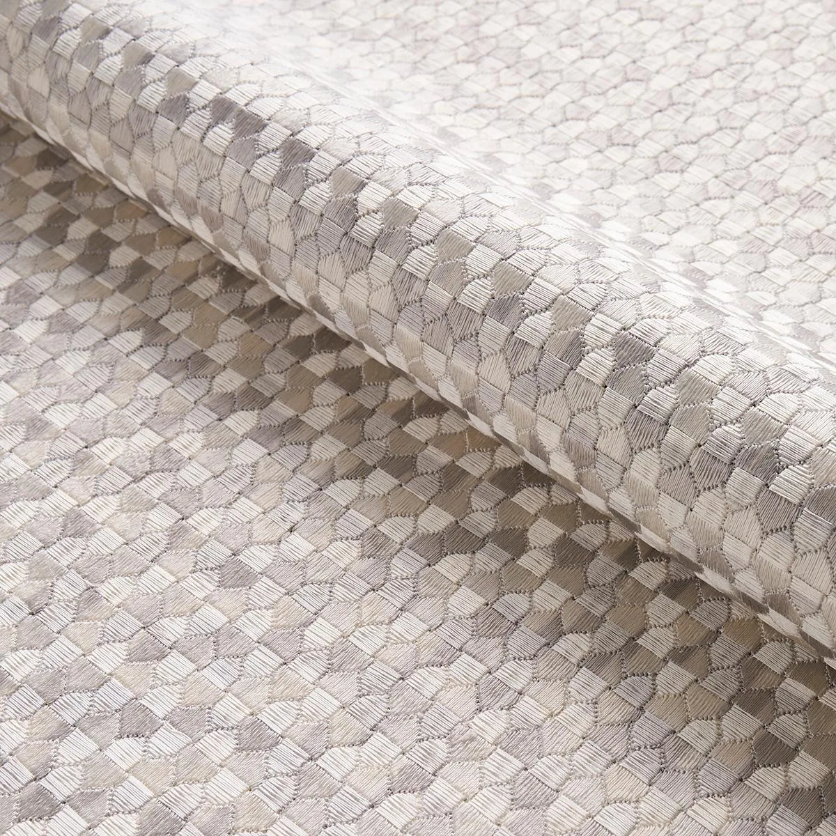 Schumacher 75123 Ivins Embroidery Grey fabric swatch