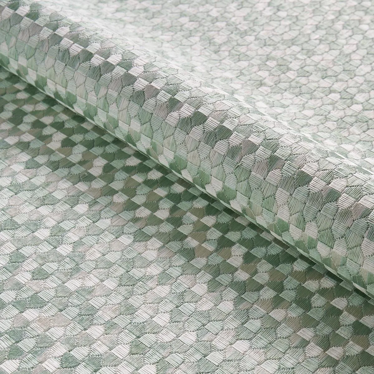 Schumacher 75122 Ivins Embroidery Mineral fabric swatch