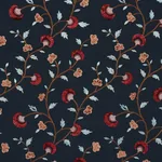 Schumacher 83662 Iyla Embroidery Midnight & Rouge fabric swatch