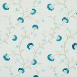 Schumacher 83661 Iyla Embroidery Mineral & Teal fabric swatch