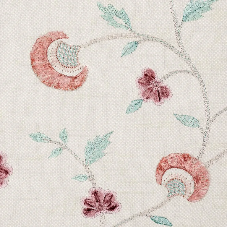 Schumacher 83660 Iyla Embroidery Rose & Natural fabric swatch
