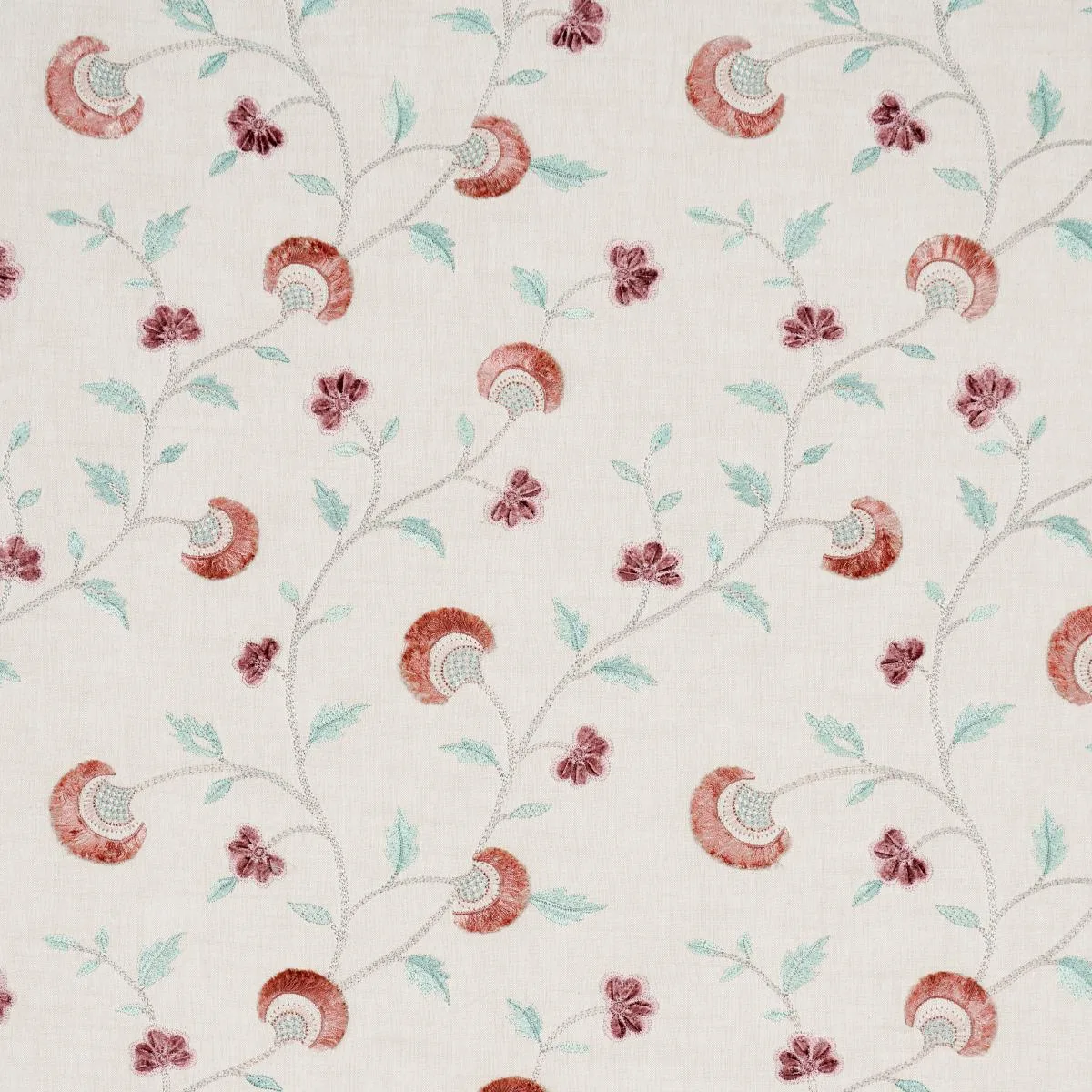 Schumacher 83660 Iyla Embroidery Rose & Natural fabric swatch