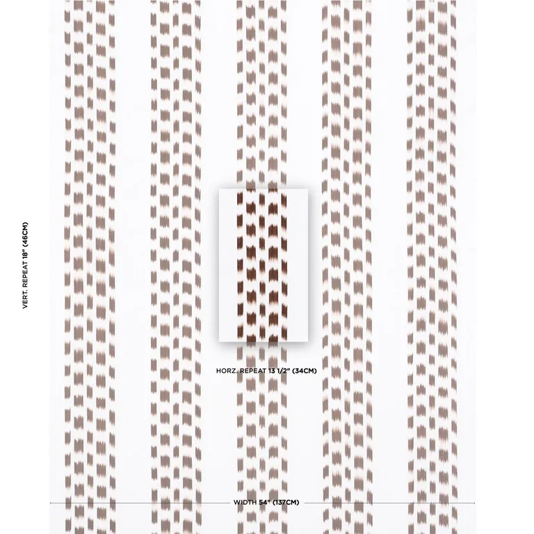 Schumacher 69475 Izmir Ikat Stripe Cocoa fabric swatch