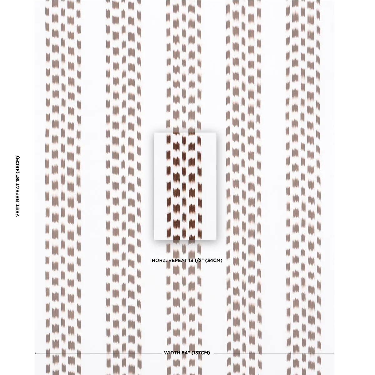 Schumacher 69475 Izmir Ikat Stripe Cocoa fabric swatch