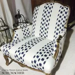 Schumacher 69471 Izmir Ikat Stripe Indigo fabric swatch
