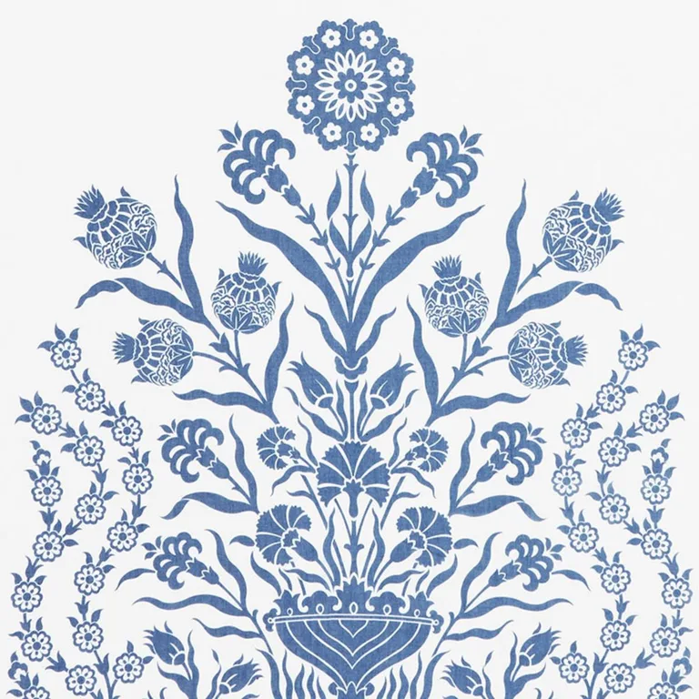 Schumacher 178090 Iznik Sheer Blue fabric swatch