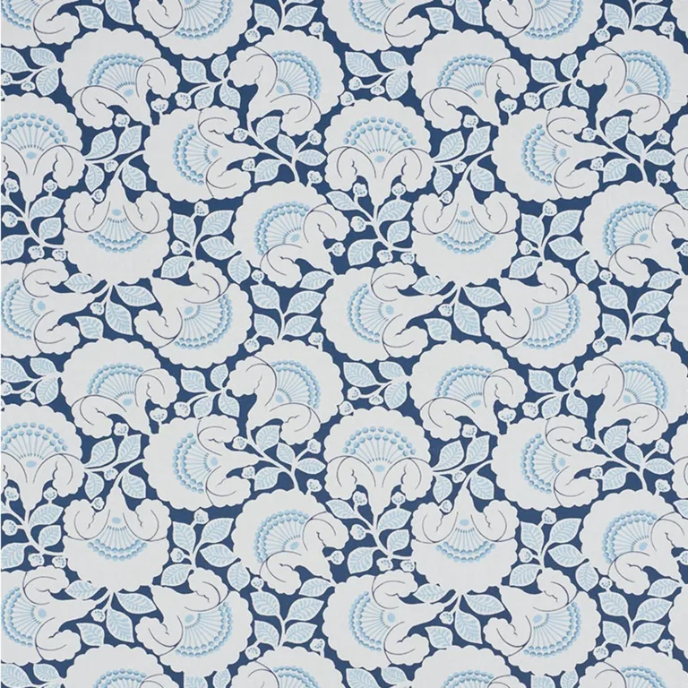 Schumacher 77301 Jackie Appliqué Embroidery Blue fabric swatch