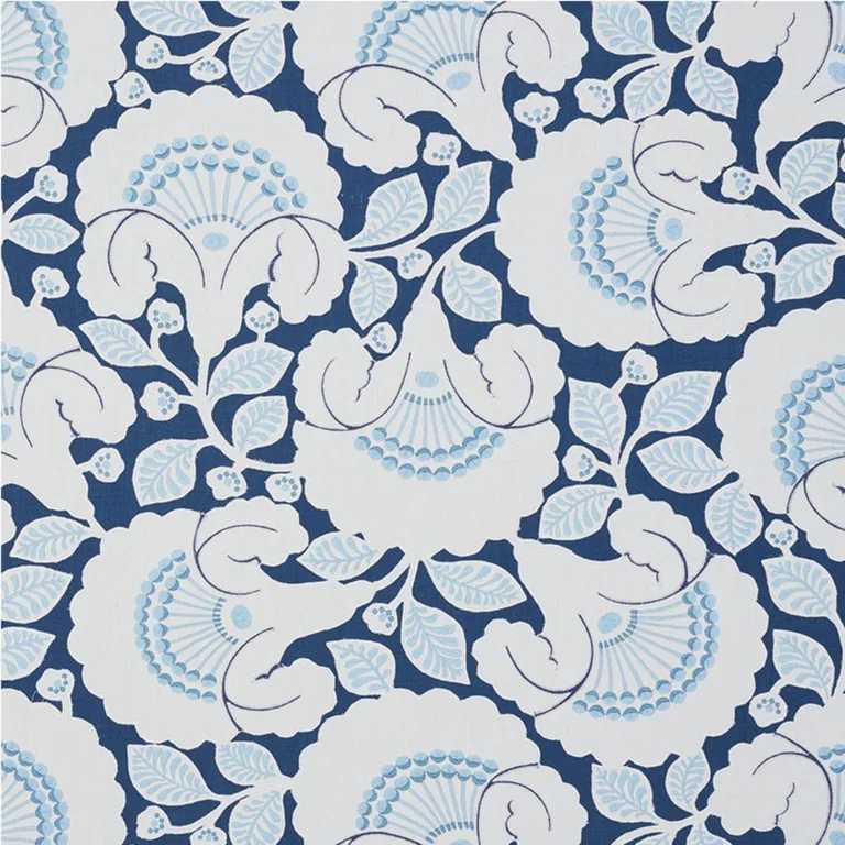Schumacher 77301 Jackie Appliqué Embroidery Blue fabric swatch