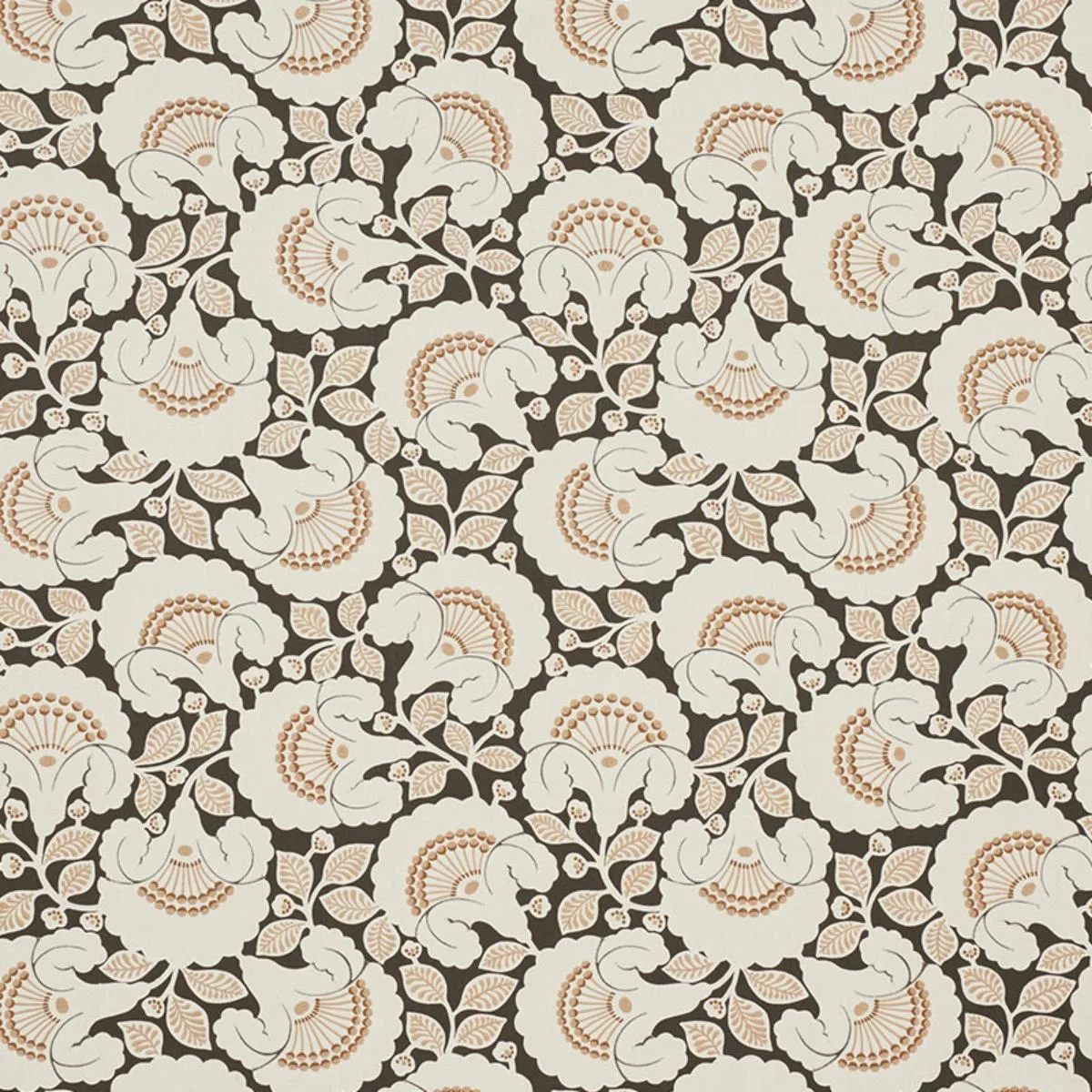 Schumacher 77302 Jackie Appliqué Embroidery Cinder fabric swatch