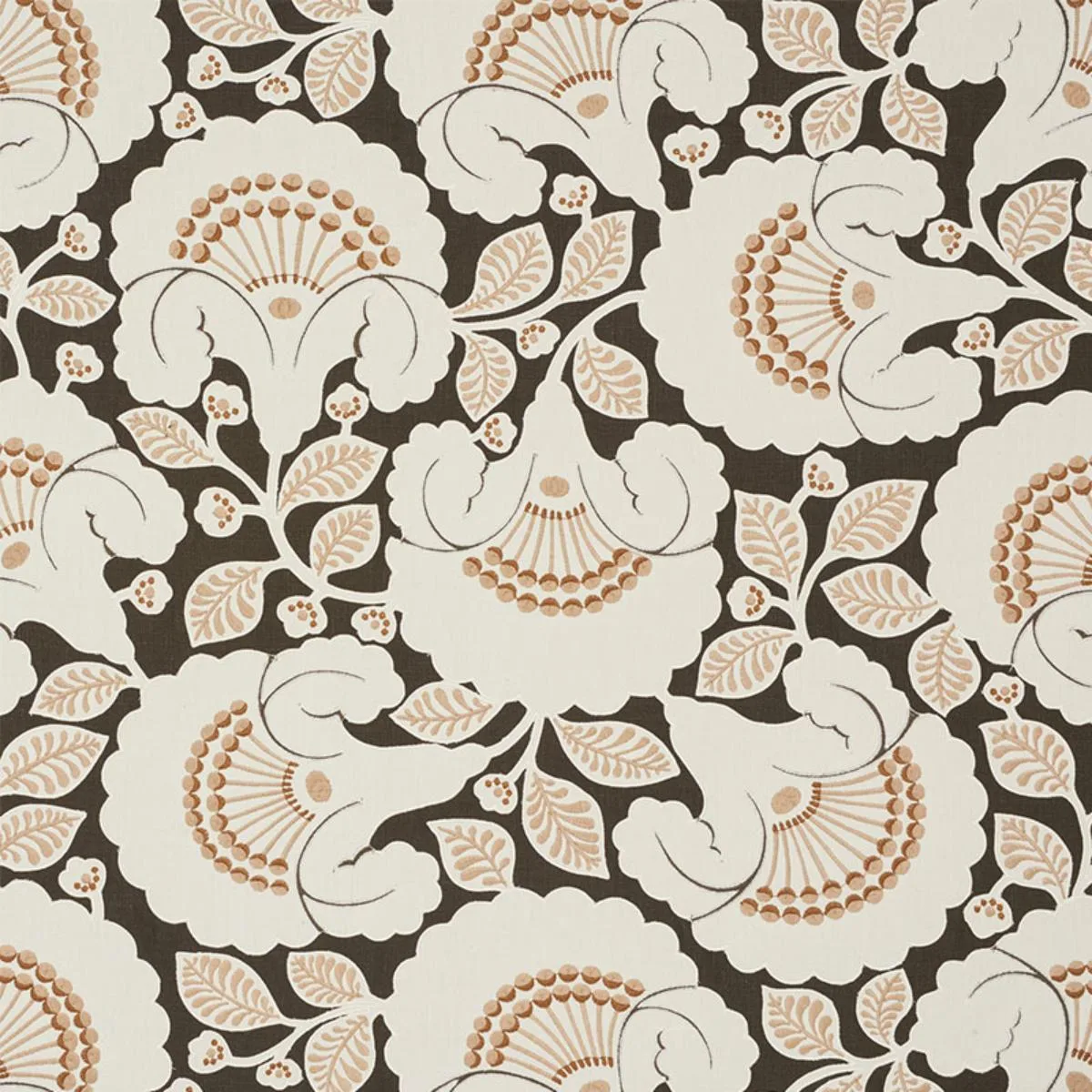 Schumacher 77302 Jackie Appliqué Embroidery Cinder fabric swatch
