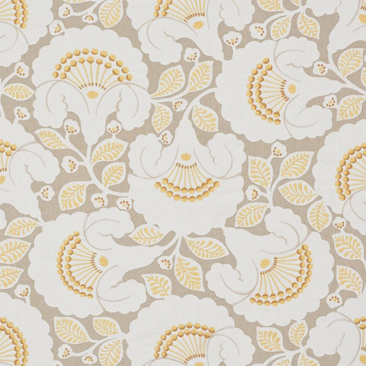 Schumacher 77300 Jackie Appliqué Embroidery Natural fabric swatch