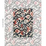 Schumacher 84821 Jacobean Garden Velvet Cinnabar & Peacock fabric swatch