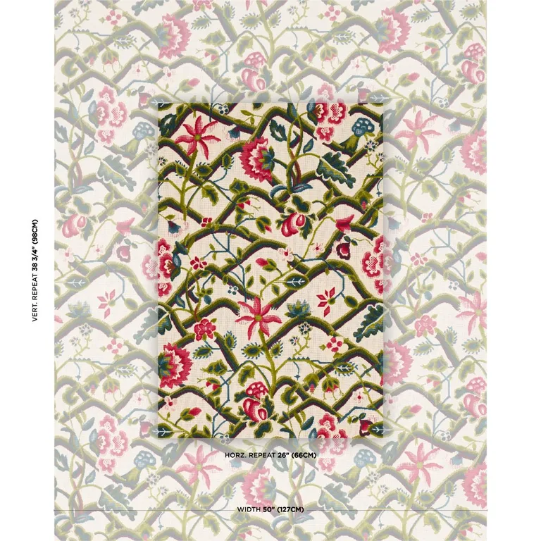 Schumacher 84820 Jacobean Garden Velvet Mulberry & Leaf fabric swatch