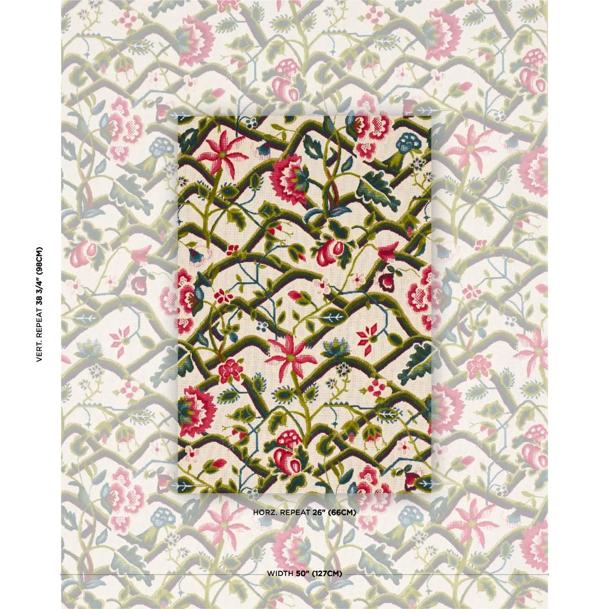 Schumacher 84820 Jacobean Garden Velvet Mulberry & Leaf fabric swatch