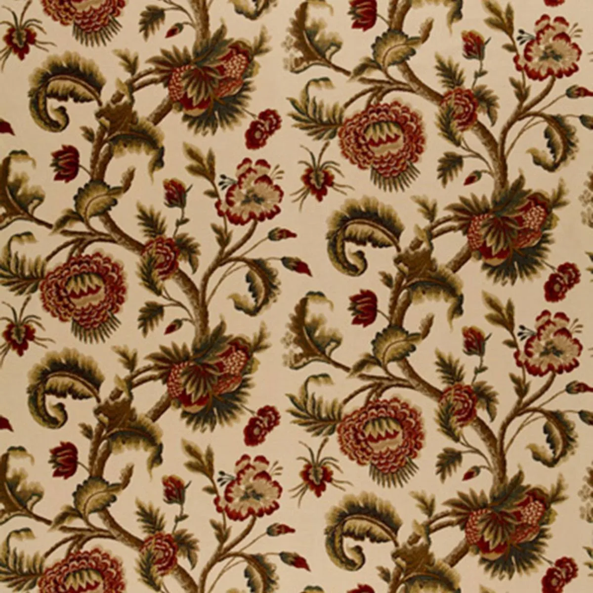 Schumacher 2639312 Jacobean Printed Crewel Burnished Sage fabric swatch